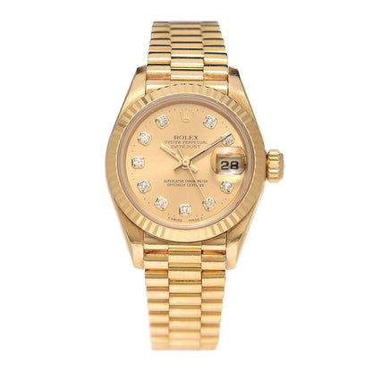 Rolex 18K Yellow Gold Diamond 26mm Datejust President Watch Champagne 69178 1 of 5