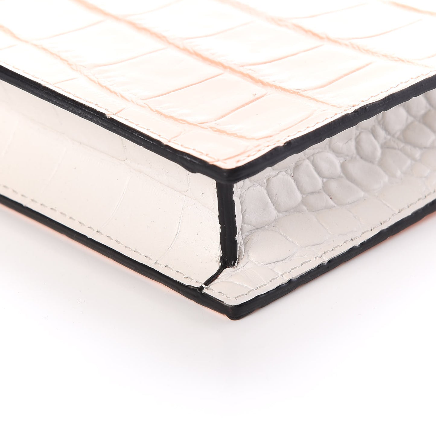 Calfskin Crocodile Embossed Knuckle Clutch Colurie Ivory