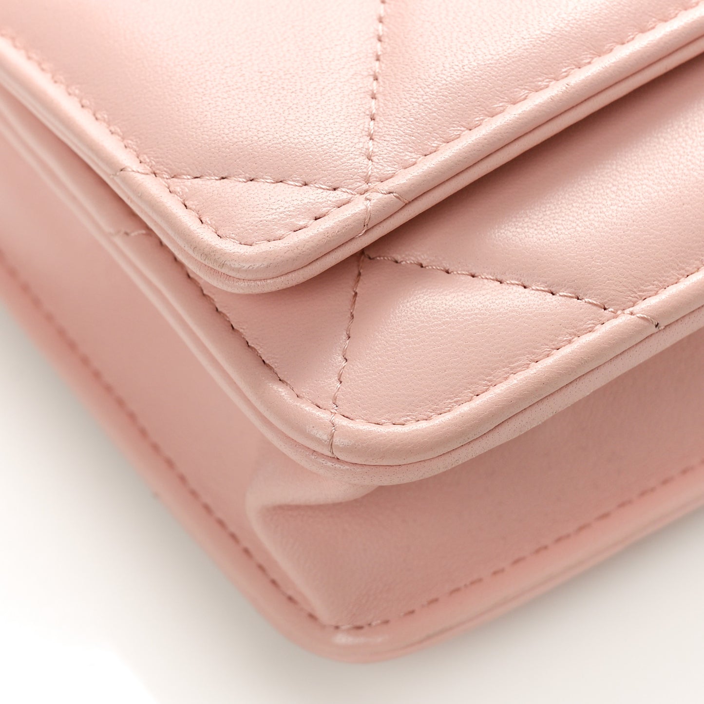 Lambskin Quilted Chanel 19 Wallet On Chain WOC Light Pink