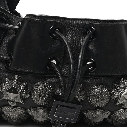 Burberry Calfskin Mason Warrior Studded Hobo Black 8 of 14