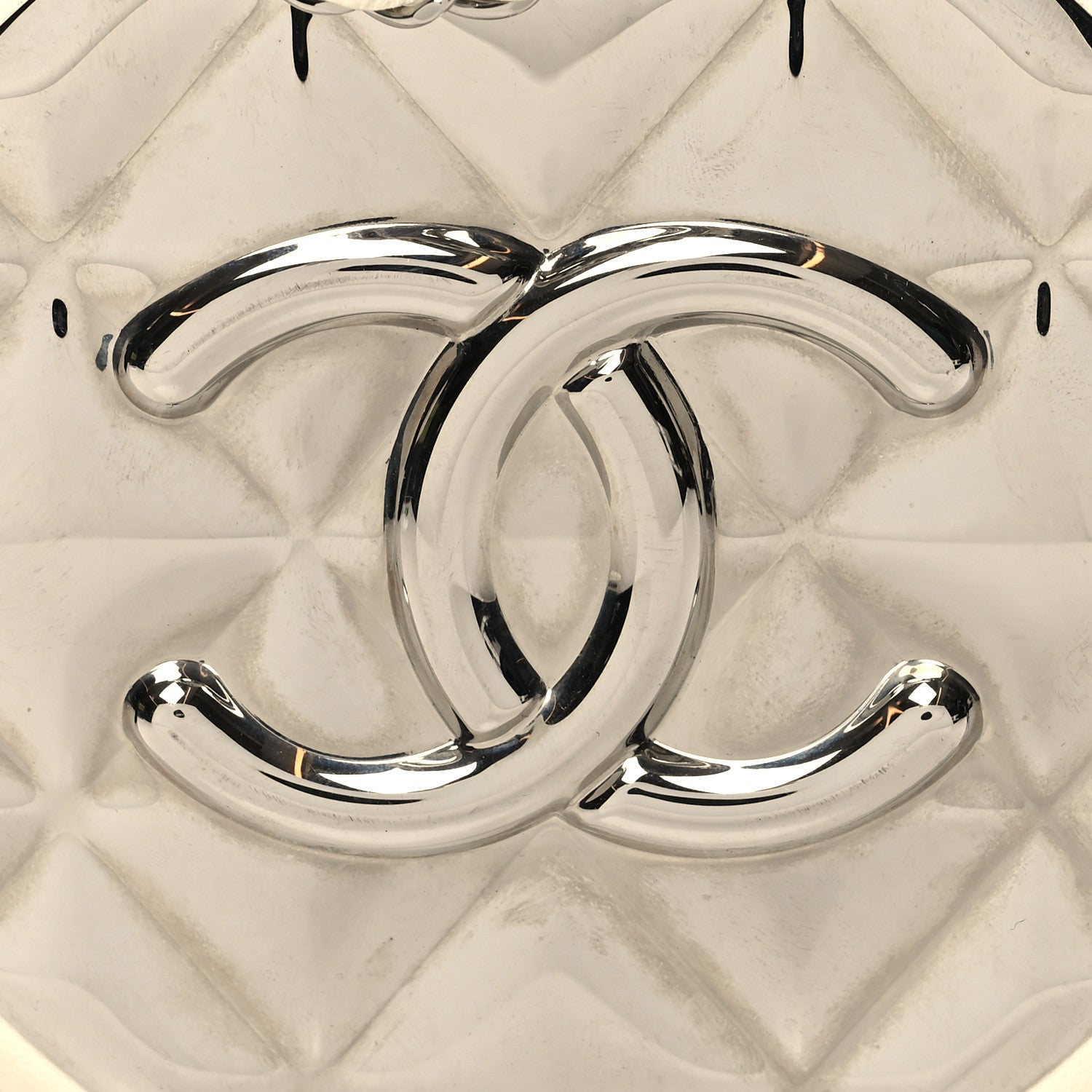 Chanel Lambskin Metal Quilted Round Clutch With Chain White Silver 8 of 11