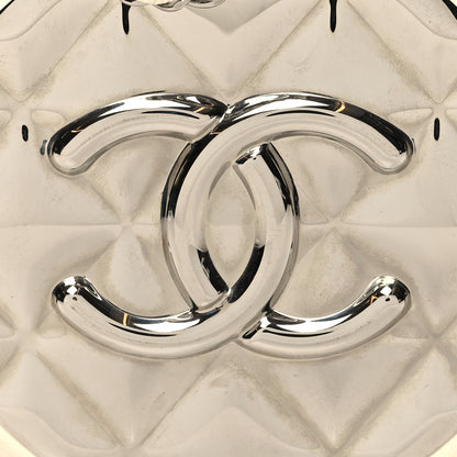 Chanel Lambskin Metal Quilted Round Clutch With Chain White Silver 8 of 11