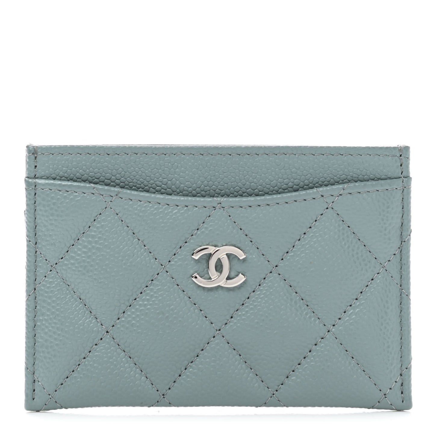 Caviar Quilted Card Holder Light Blue