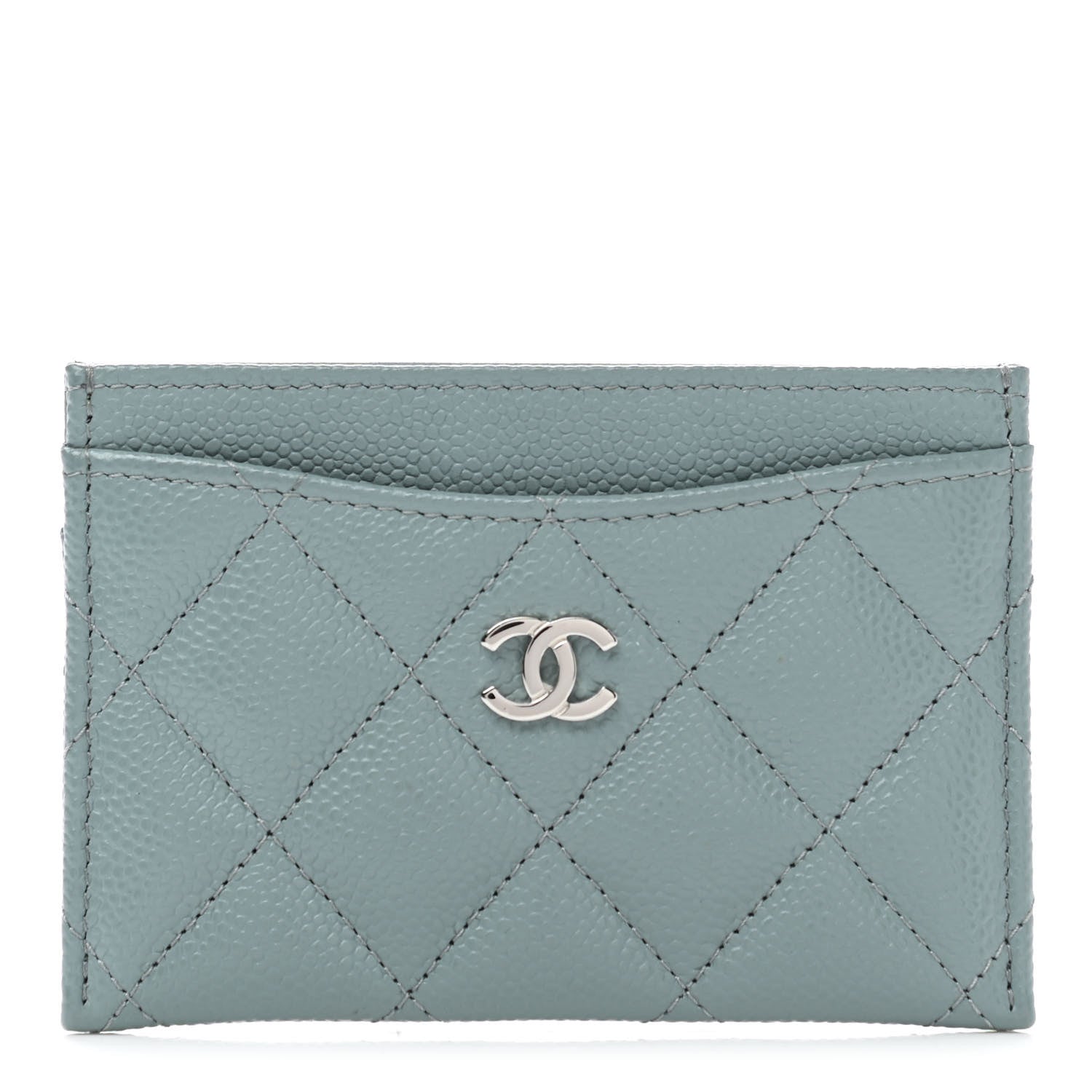Chanel Caviar Quilted Card Holder Light Blue 1 of 9