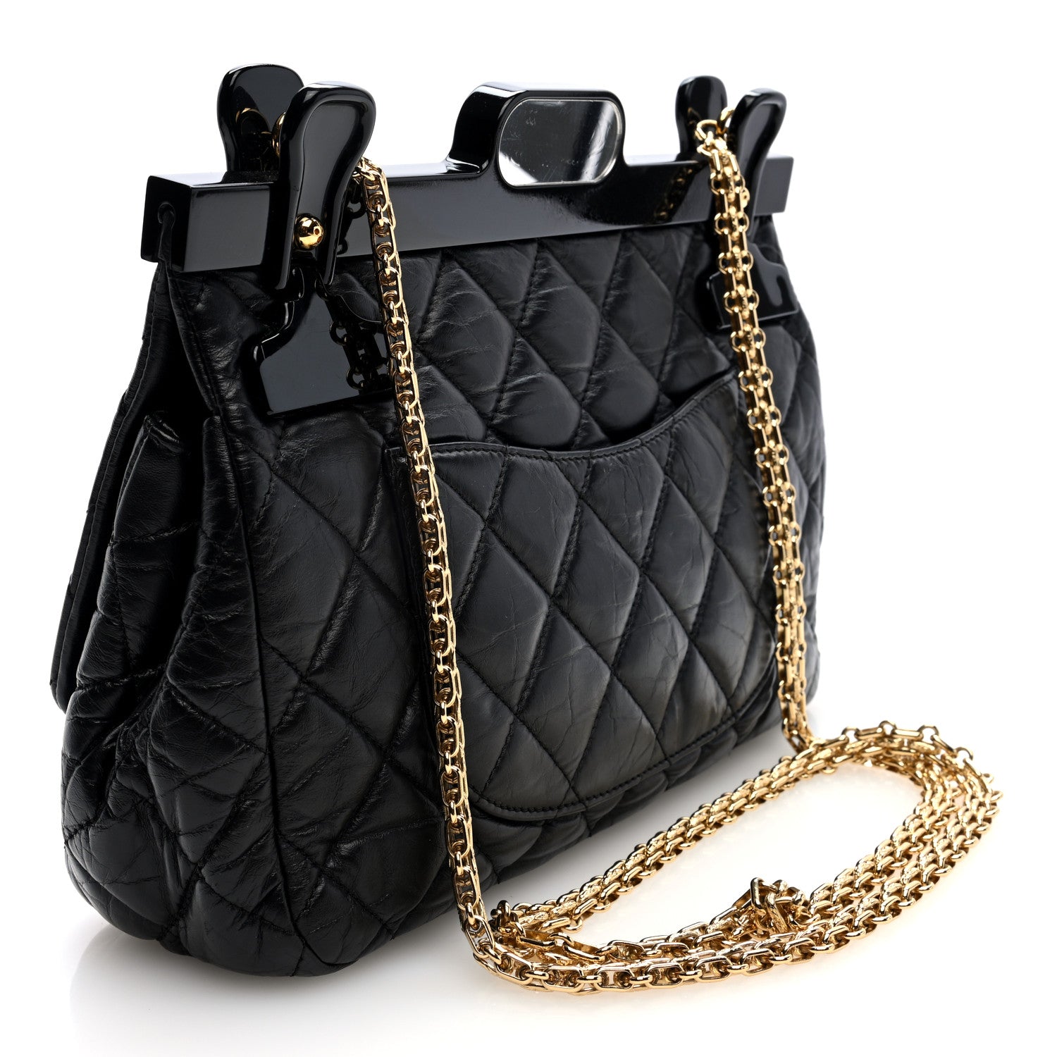 Chanel Aged Calfskin Quilted 2.55 Reissue 225 Hanger Flap Black 3 of 10