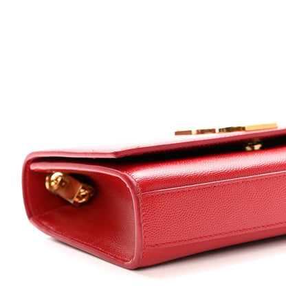 Saint Laurent Grain De Poudre Small Monogram Kate Satchel Red 8 of 10