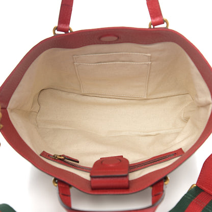Gucci Soft GG Supreme Monogram Web Bosco Patch Small Crossbody Tote Beige Malva Hibiscus Red 4 of 9