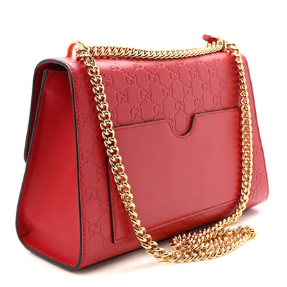 Gucci Guccissima Medium Padlock Shoulder Bag Hibiscus Red 2 of 9