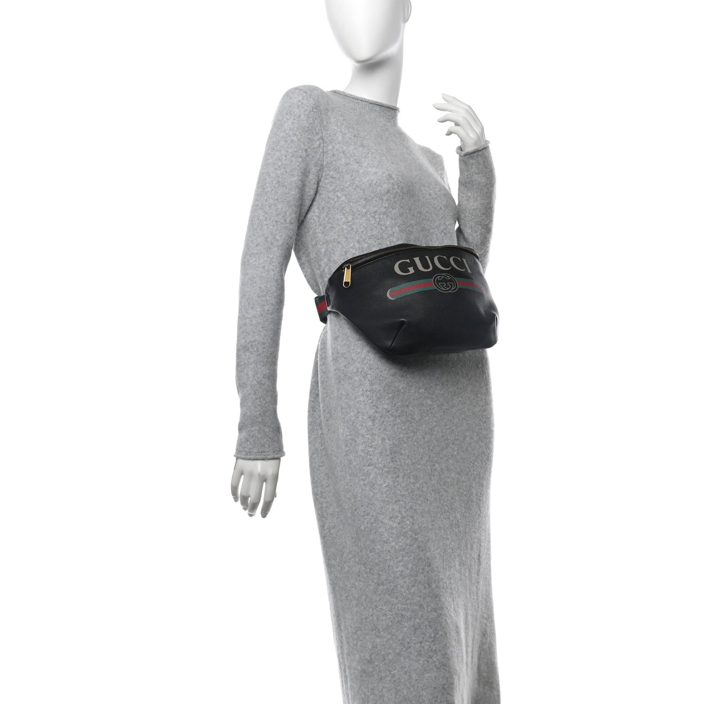 Grained Calfskin Logo Belt Bag Black