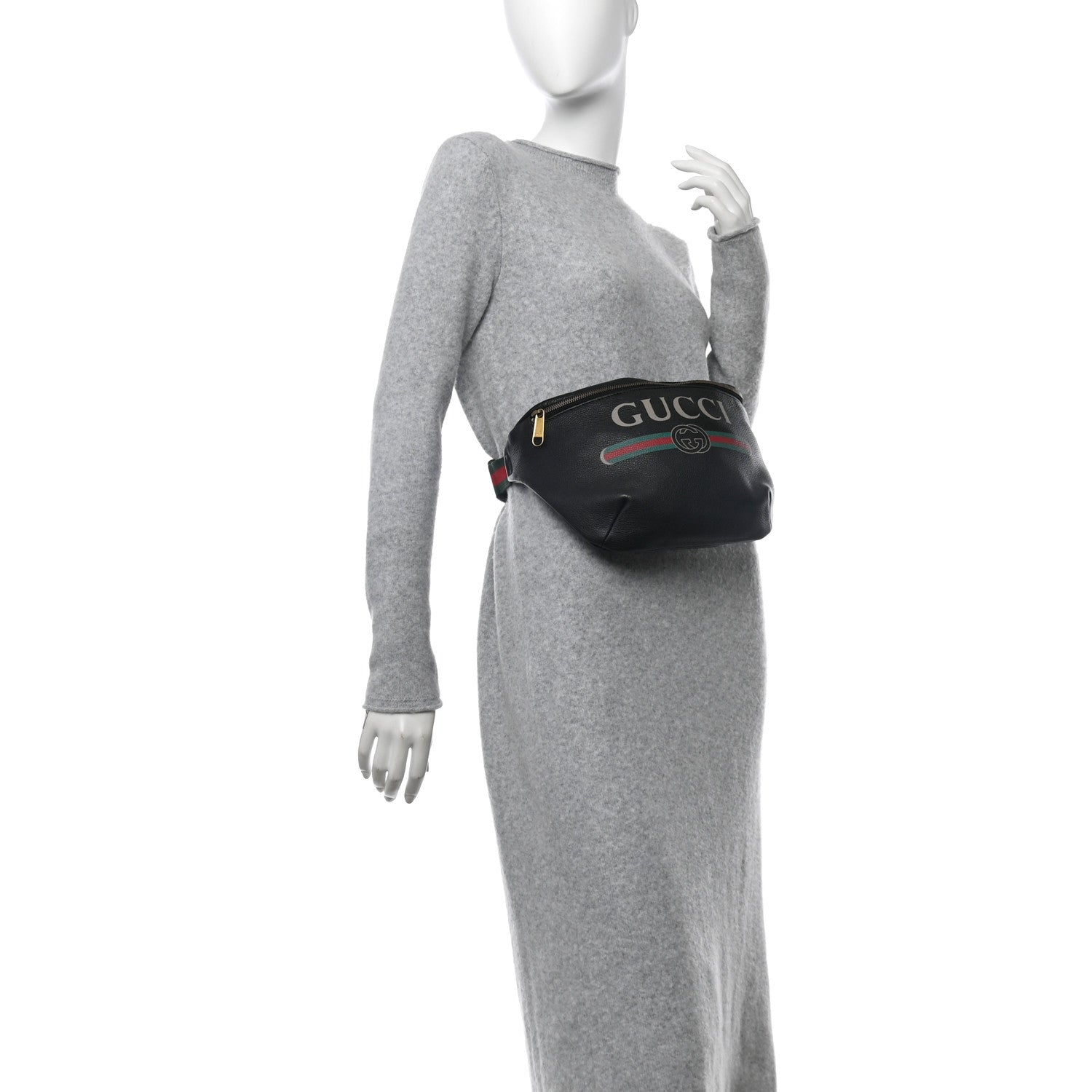 Gucci Grained Calfskin Logo Belt Bag Black 2 of 10