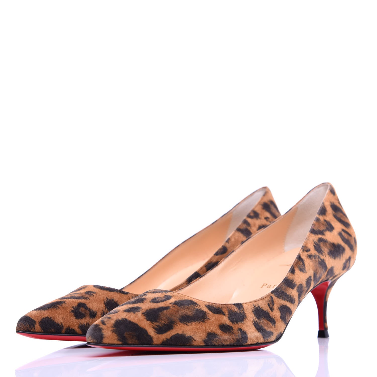 Christian Louboutin Veau Velours Leopard Kate 55 Pumps 37.5 Caramel 2 of 10