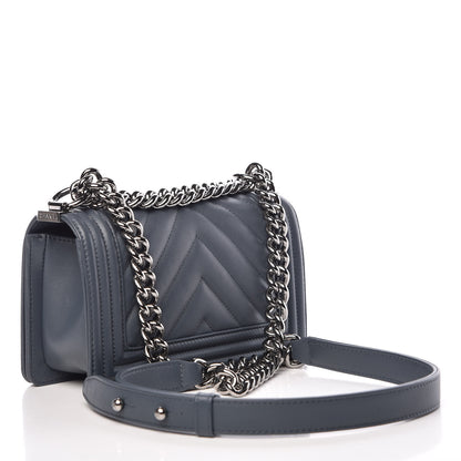 Chanel Calfskin Chevron Quilted Small Boy Flap Grey 3 of 12
