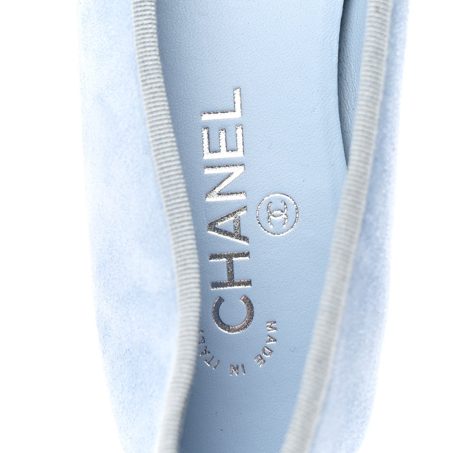 Chanel Suede Calfskin Cap Toe CC Ballerina Flats 40.5 Light Blue Turquoise 8 of 9