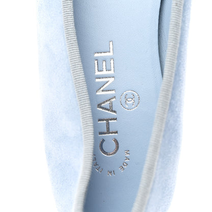 Chanel Suede Calfskin Cap Toe CC Ballerina Flats 40.5 Light Blue Turquoise 8 of 9