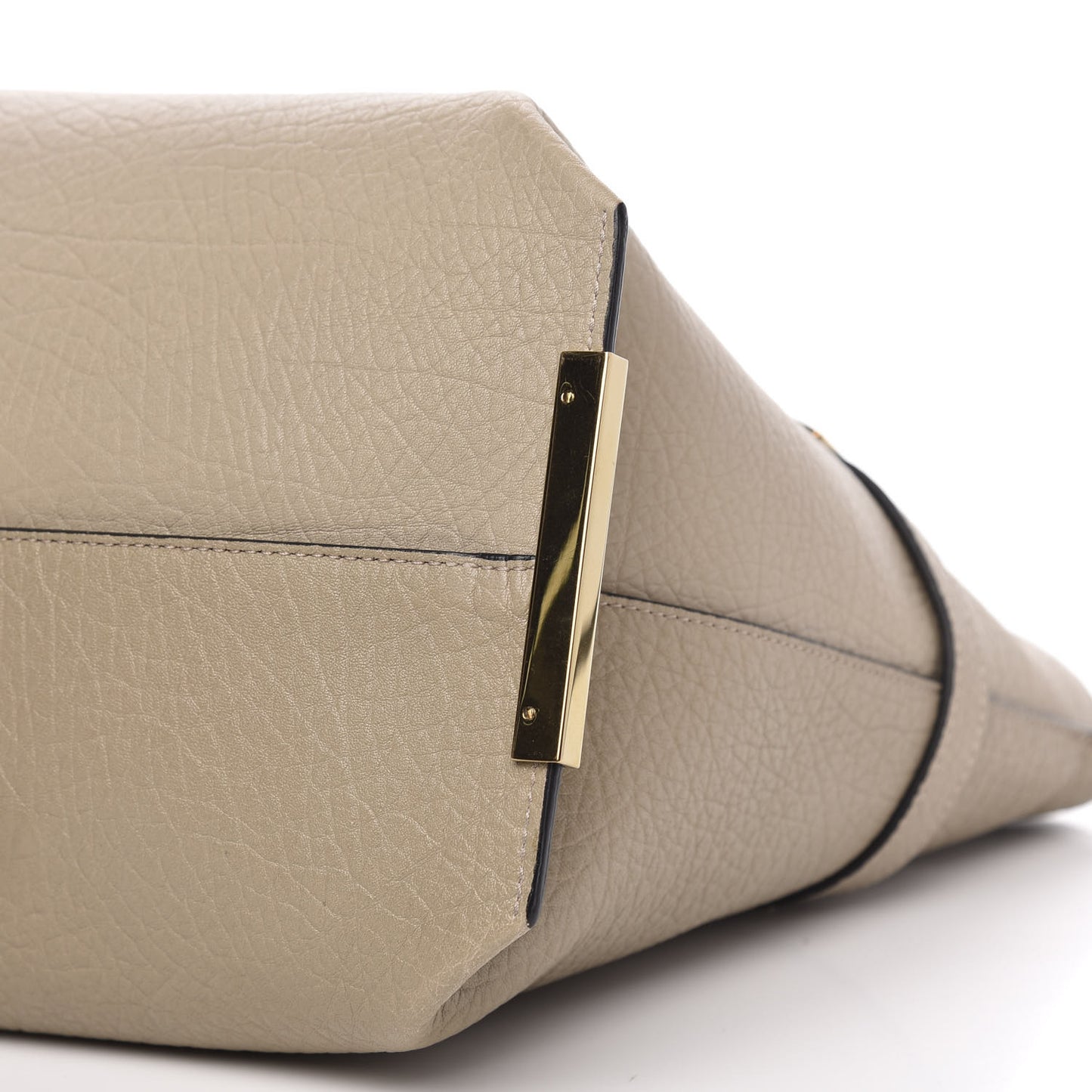Grained Calfskin Large Charlotte Tote Motty Grey White