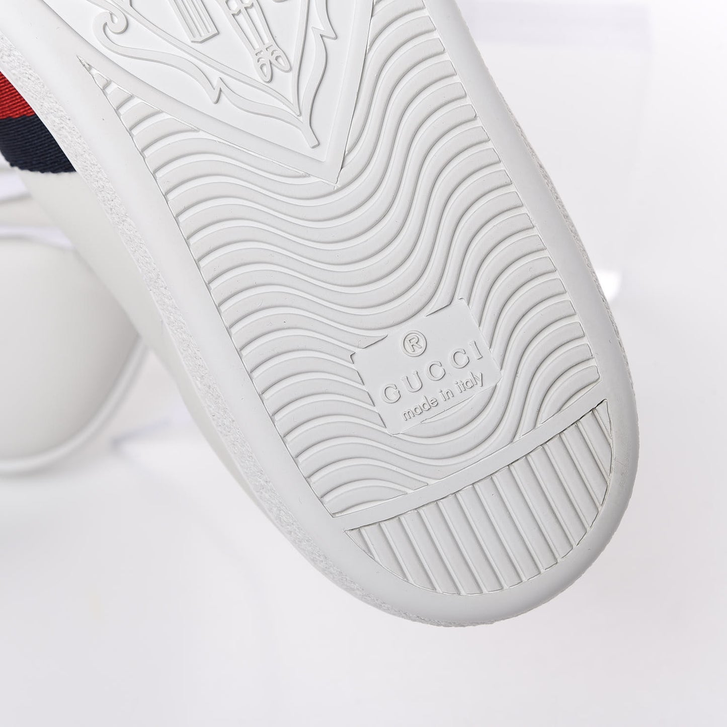 Calfskin Ayers Web Blind for Love Embroidered Womens Ace Sneakers 40.5 White
