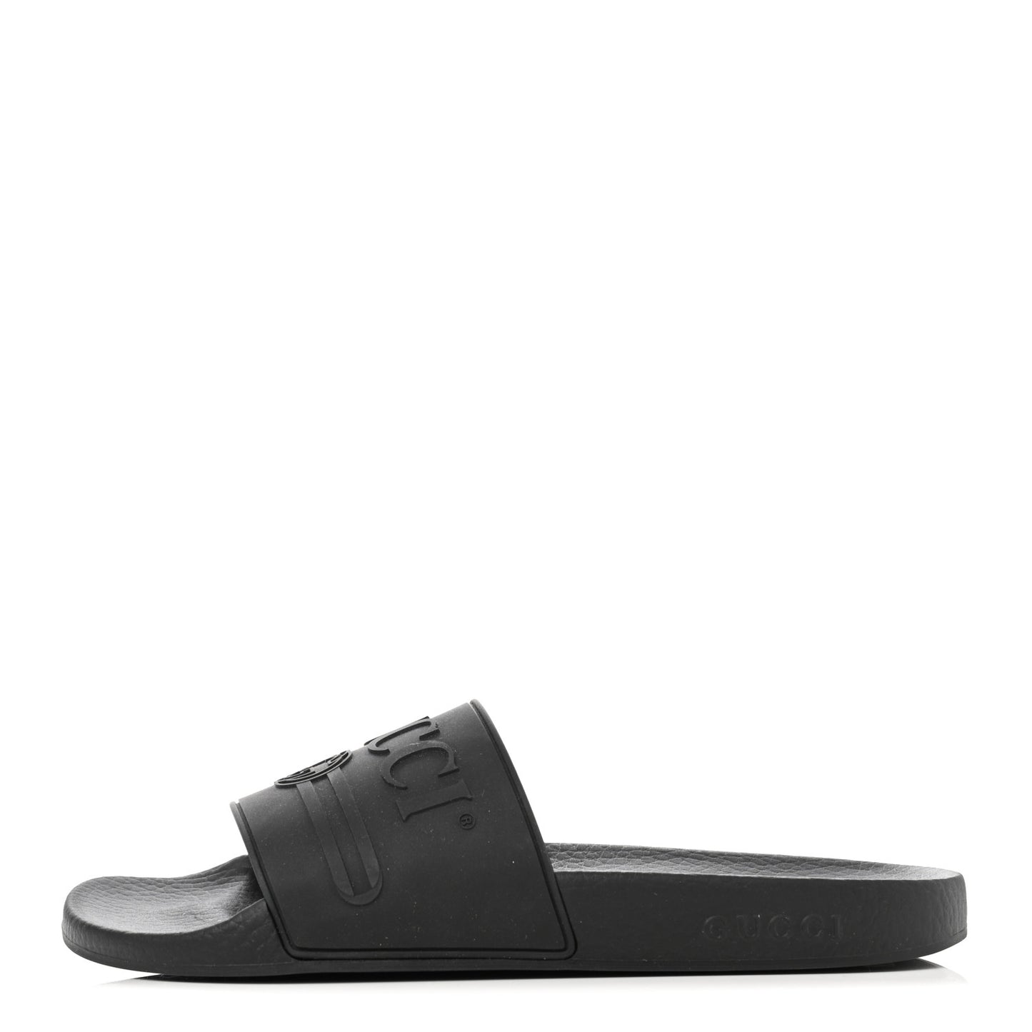 Rubber Logo Stamped Mens Slide Sandals 41 Black