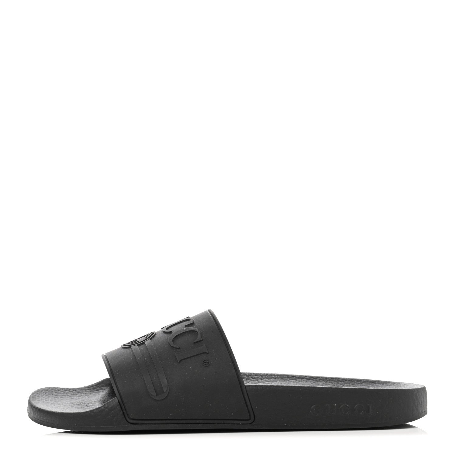 Gucci Rubber Logo Stamped Mens Slide Sandals 41 Black 1 of 6