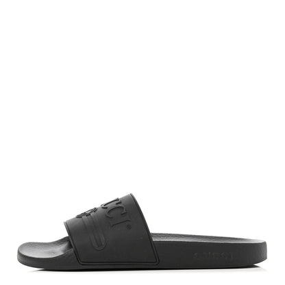 Gucci Rubber Logo Stamped Mens Slide Sandals 41 Black 1 of 6