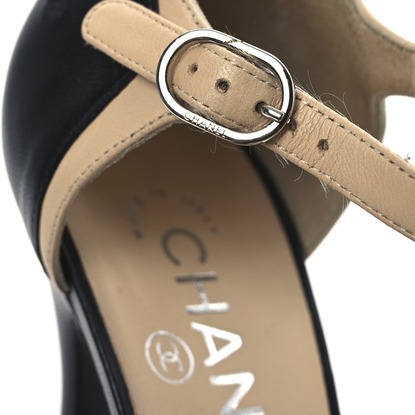 Lambskin Peep Toe Sandals 39 Beige Black