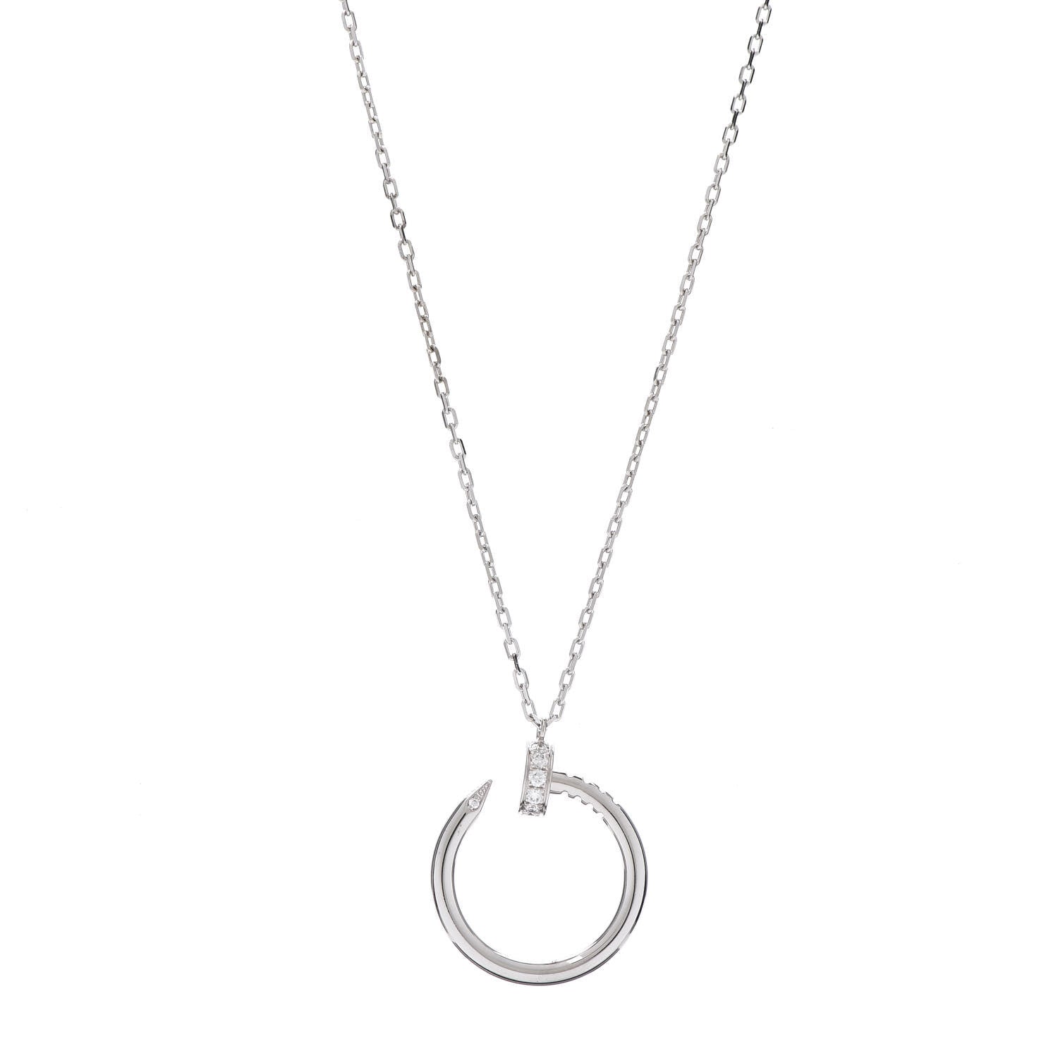 Cartier 18K White Gold Diamond Juste Un Clou Necklace 4 of 8