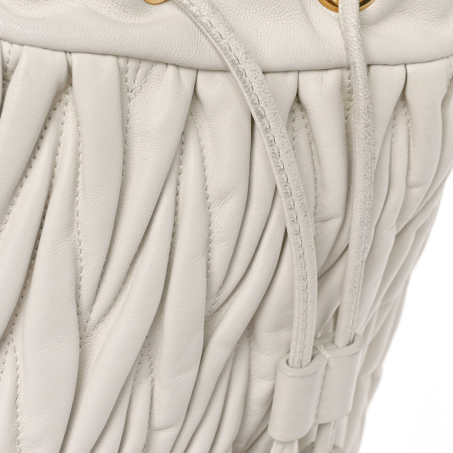 Miu Miu Nappa Matelasse Small Bucket Bag White 9 of 13