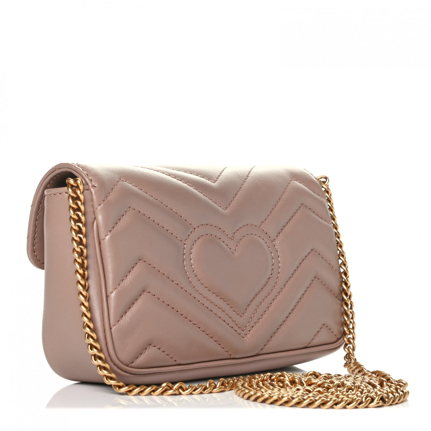 Calfskin Matelasse Super Mini GG Marmont Shoulder Bag Porcelain Rose