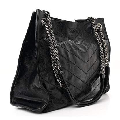Saint Laurent Crinkled Calfskin Matelasse Monogram Medium Niki Shopper Tote Black 3 of 11