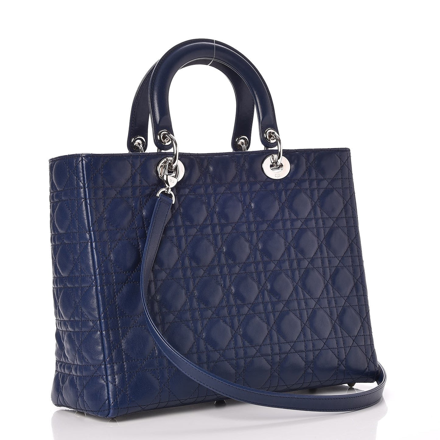 Lambskin Cannage Large Lady Dior Navy Blue