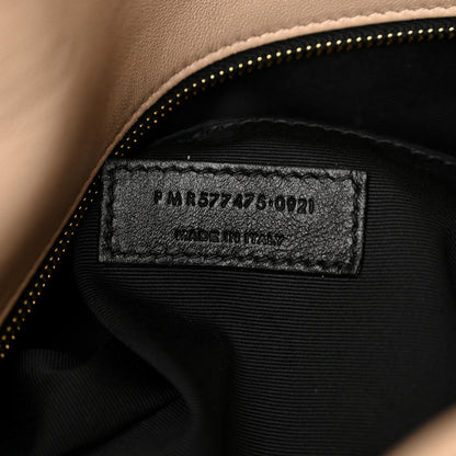 Saint Laurent Lambskin Quilted Medium Loulou Puffer Monogram Chain Satchel Dark Beige 7 of 12
