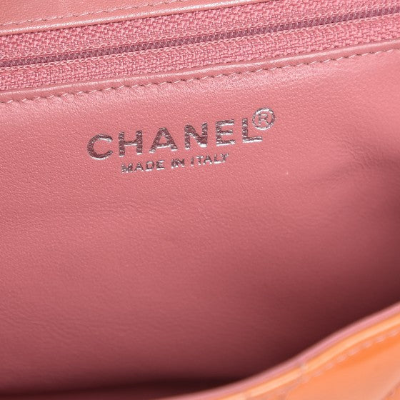 Patent Quilted Mini Rectangular Flap Orange