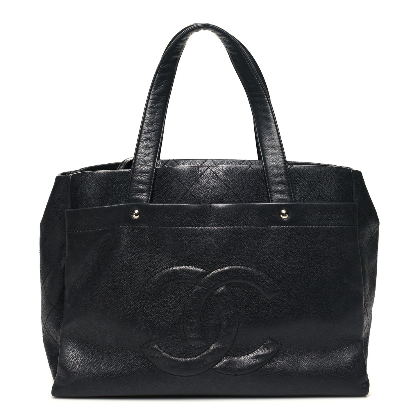 Caviar Stitched CC Shopper Tote Black