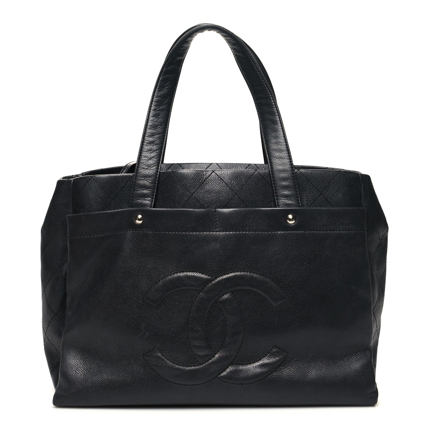 Chanel Caviar Stitched CC Shopper Tote Black 3 of 18