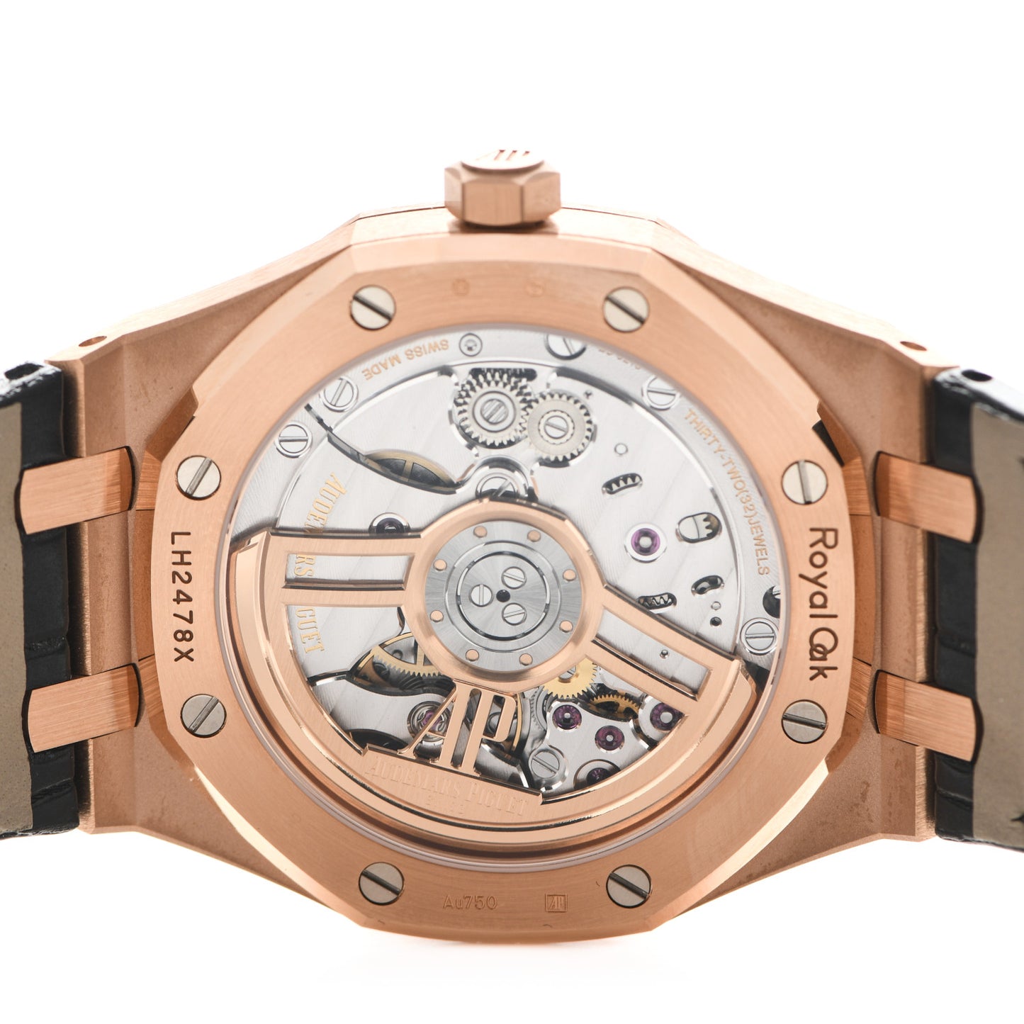 18K Rose Gold Alligator 41mm Royal Oak Automatic Watch Black 15500OR.OO.D002CR.01