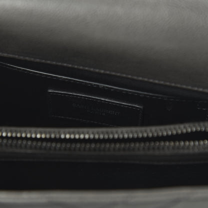 Saint Laurent Sheepskin Matelasse Chevron Monogram Medium College Bag Light Coal 9 of 10