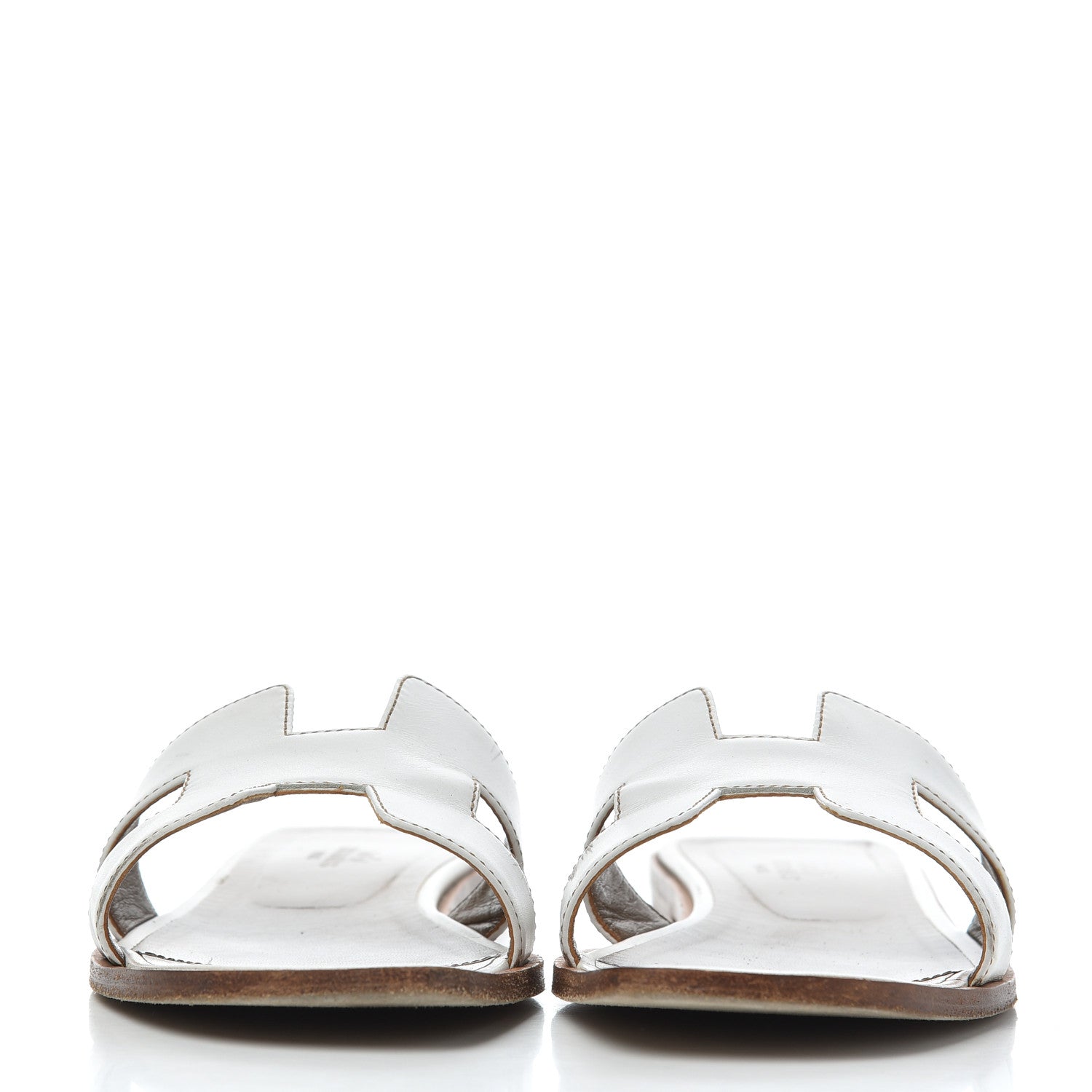 Hermes Box Calfskin Oran Sandals 38.5 White 2 of 24