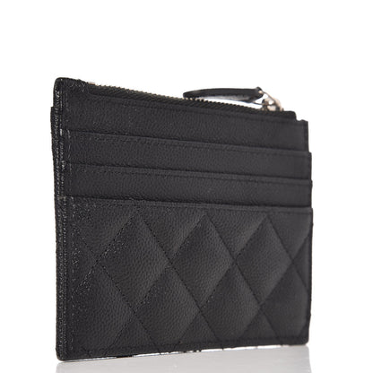 Chanel Caviar Quilted CC Zip Card Holder Black 3 of 7