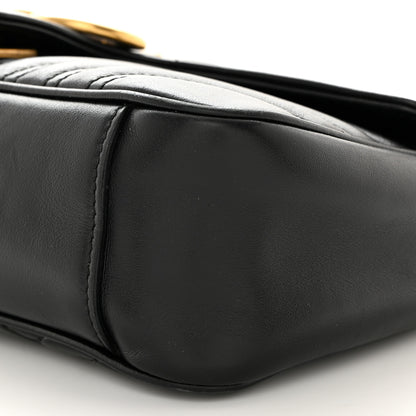 Gucci Calfskin Matelasse Small GG Marmont Shoulder Bag Black 11 of 15