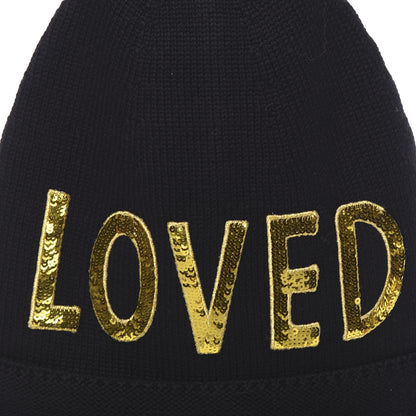 Gucci Wool Sequin Loved Beanie Hat M Black 5 of 6