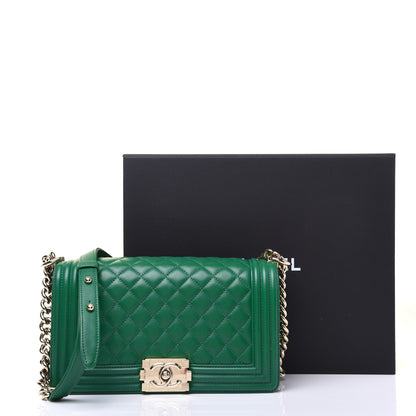 Chanel Lambskin Quilted Medium Boy Flap Green 17 of 17