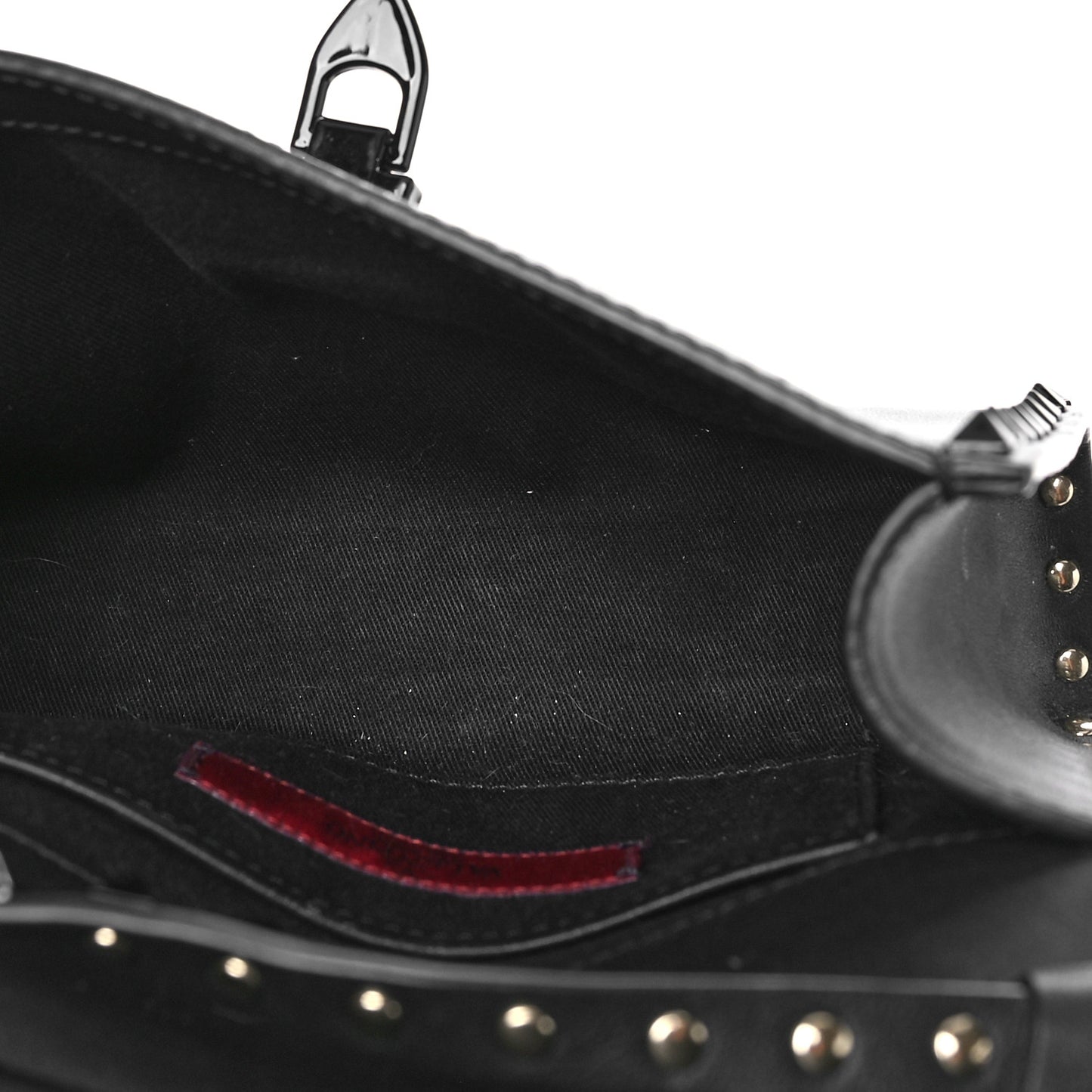 Vitello Monochrome Medium Rockstud Flip Lock Crossbody Bag Black