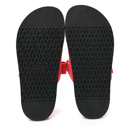 Hermes Suede Goatskin Womens Chypre Sandals 38 Rose Vermillon 5 of 9