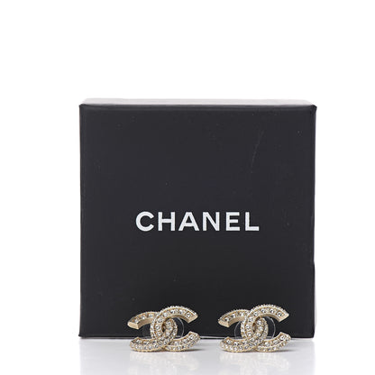Chanel Crystal Timeless CC Earrings Light Gold 5 of 5