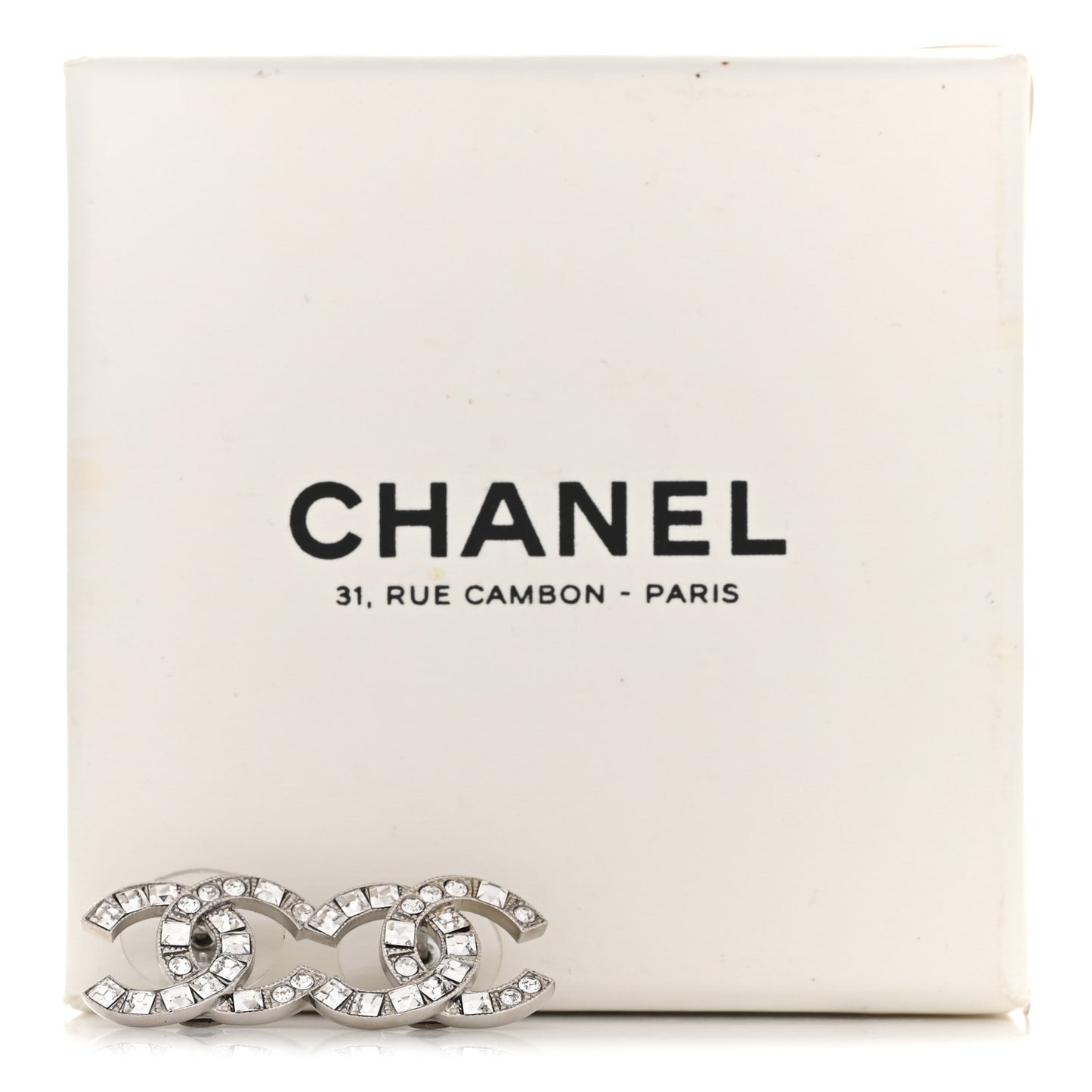 Baguette Crystal CC Earrings Silver