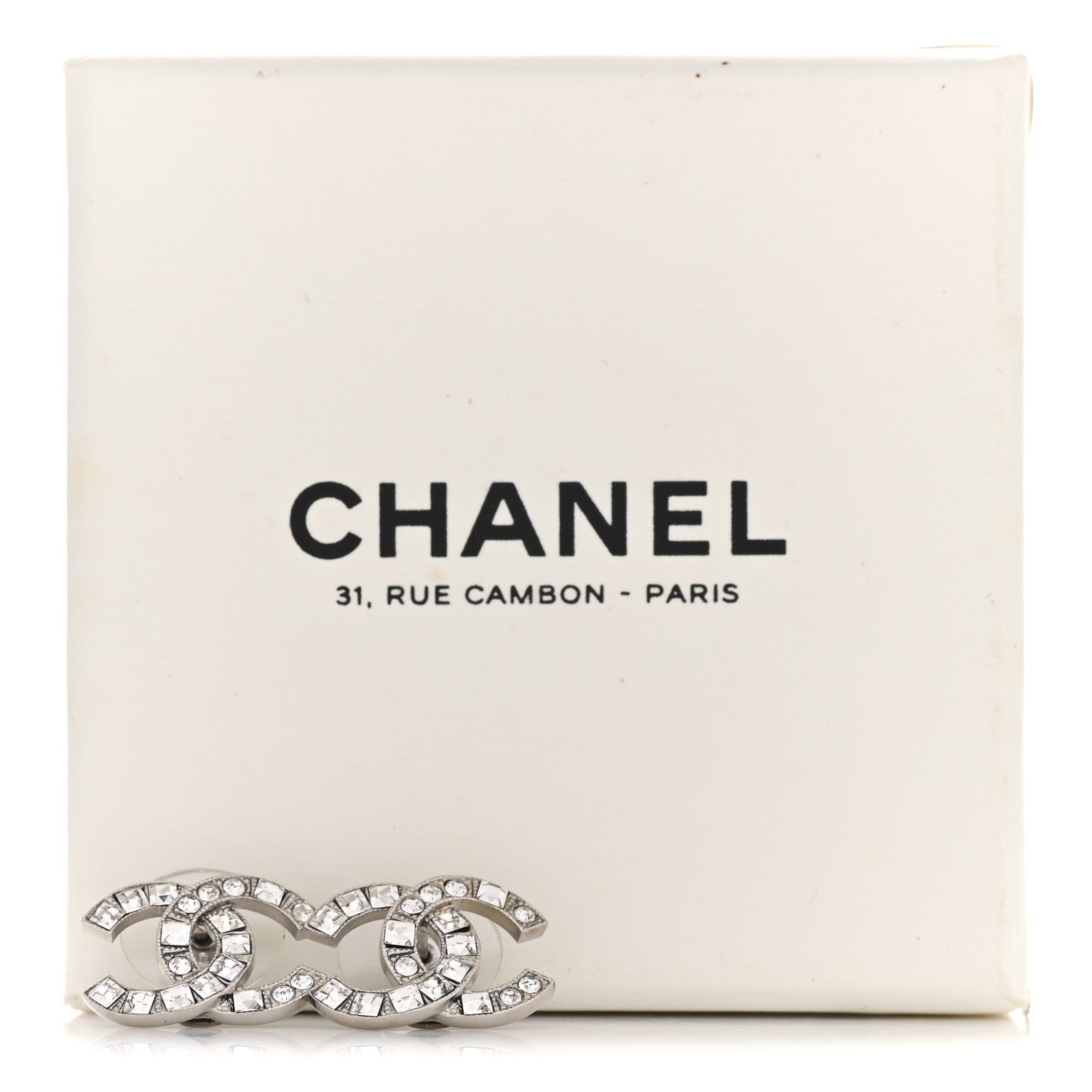 Chanel Baguette Crystal CC Earrings Silver 5 of 5