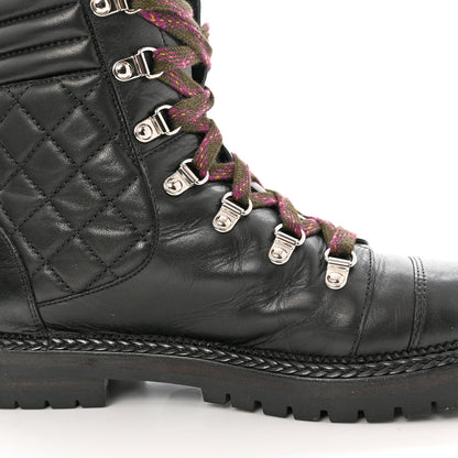 Chanel Lambskin Quilted Lace Up Boots 39 10 of 11