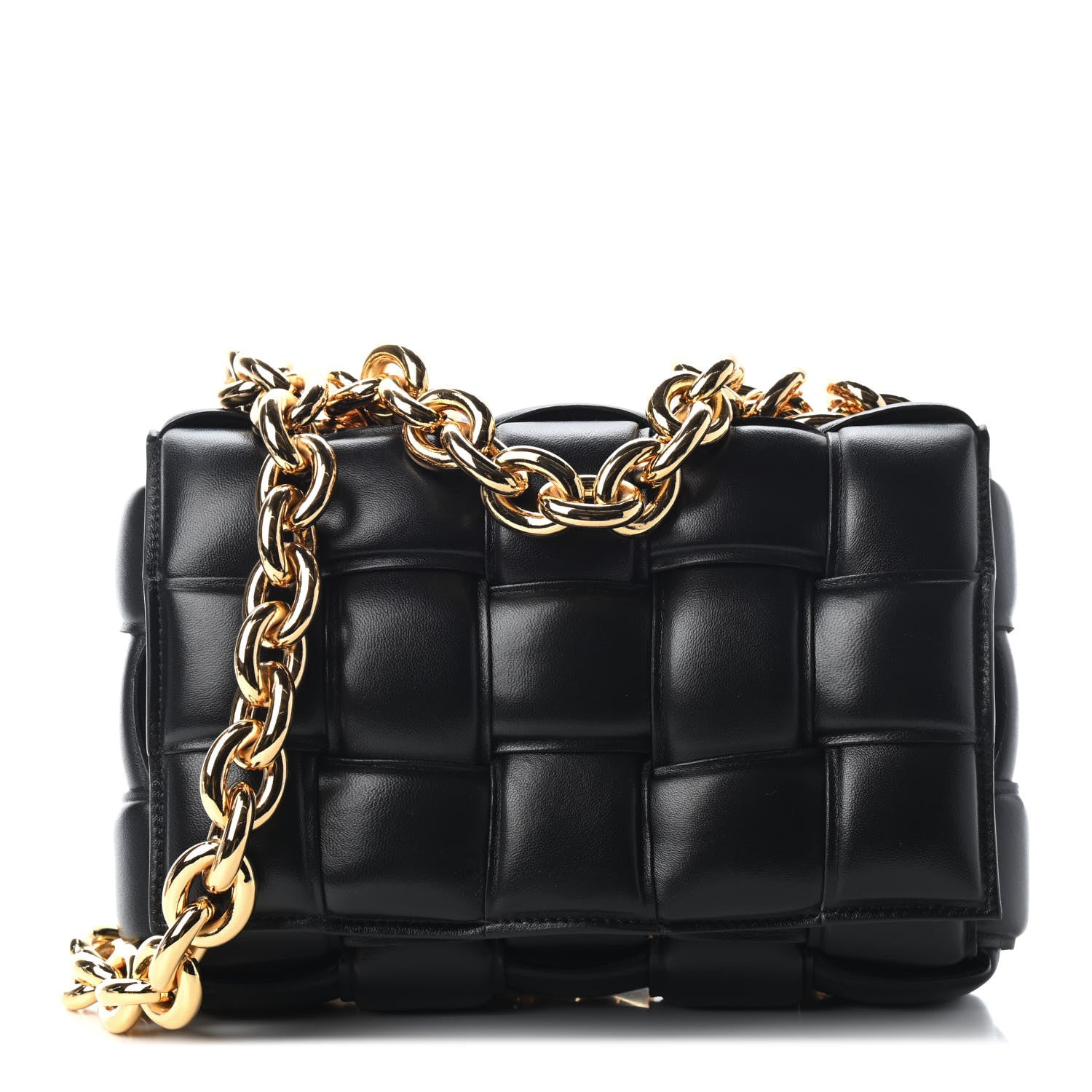 Bottega Veneta Lambskin Maxi Intreccio Padded Chain Cassette Crossbody Bag Black 1 of 8