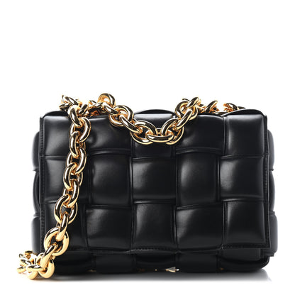 Bottega Veneta Lambskin Maxi Intreccio Padded Chain Cassette Crossbody Bag Black 1 of 8
