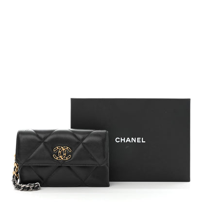Chanel Lambskin Quilted Chanel 19 Flap Clutch Black 14 of 14