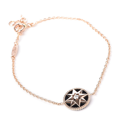 Christian Dior 18K Rose Gold Diamond Black Onyx Rose Des Vents Bracelet 1 of 6
